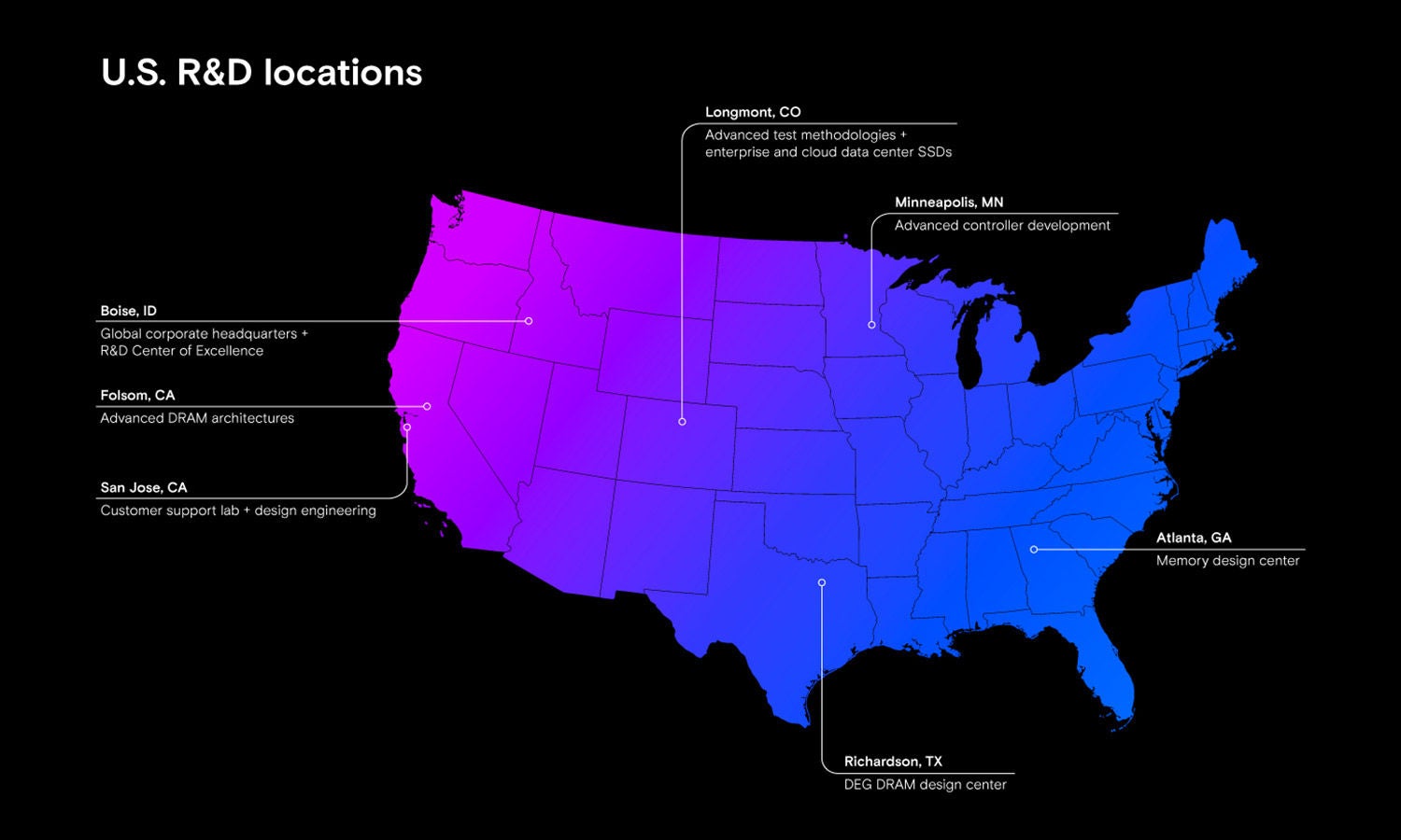 Micron R&D expansion map of the United States